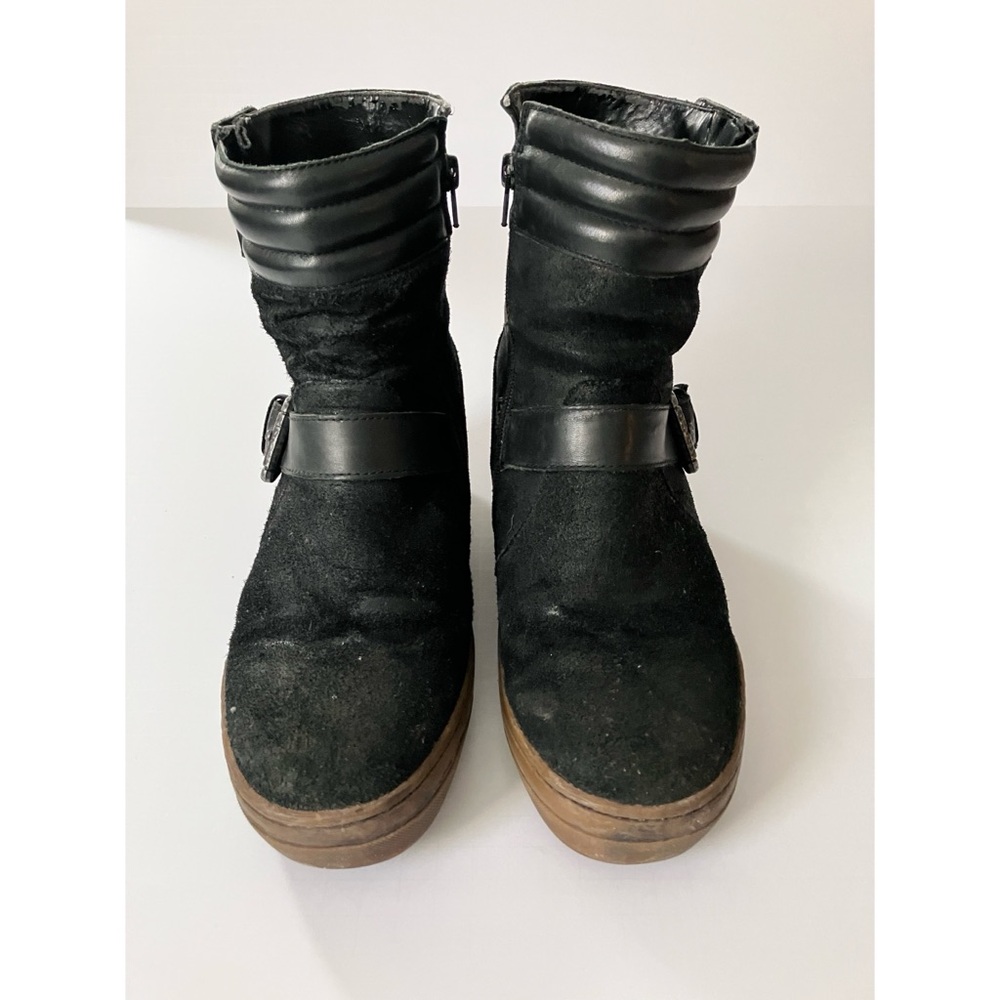 OTBT Water-Resistant Black Suede & Leather High Ankle Wedge Boots US 8.5 / EU 39